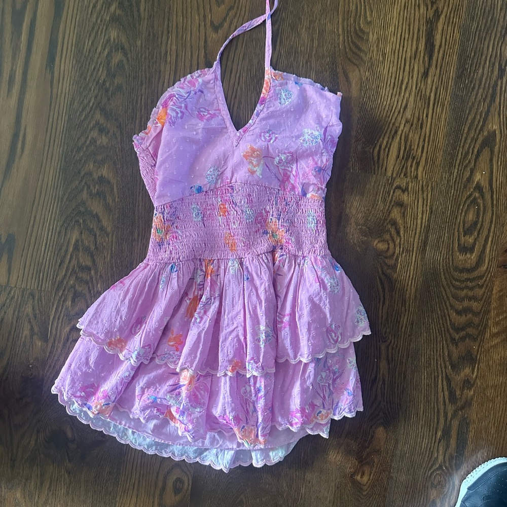 LoveShackFancy Lilac Floral Mini Dress